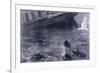 Lifeboats in the Freezing Choppy Waters Frantically Row Away from the Doomed Wreck of the Titanic-null-Framed Premium Giclee Print