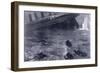 Lifeboats in the Freezing Choppy Waters Frantically Row Away from the Doomed Wreck of the Titanic-null-Framed Art Print