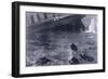 Lifeboats in the Freezing Choppy Waters Frantically Row Away from the Doomed Wreck of the Titanic-null-Framed Art Print