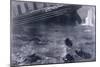 Lifeboats in the Freezing Choppy Waters Frantically Row Away from the Doomed Wreck of the Titanic-null-Mounted Art Print