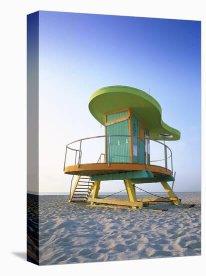 Lifeguard Hut in Art Deco Style, South Beach, Miami Beach, Miami, Florida, USA-Gavin Hellier-Stretched Canvas