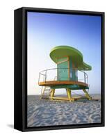 Lifeguard Hut in Art Deco Style, South Beach, Miami Beach, Miami, Florida, USA-Gavin Hellier-Framed Stretched Canvas