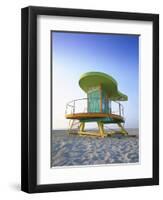 Lifeguard Hut in Art Deco Style, South Beach, Miami Beach, Miami, Florida, USA-Gavin Hellier-Framed Premium Photographic Print