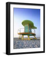 Lifeguard Hut in Art Deco Style, South Beach, Miami Beach, Miami, Florida, USA-Gavin Hellier-Framed Photographic Print