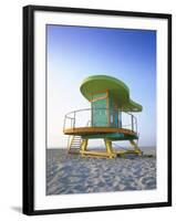 Lifeguard Hut in Art Deco Style, South Beach, Miami Beach, Miami, Florida, USA-Gavin Hellier-Framed Photographic Print