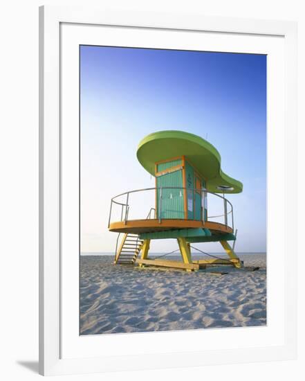 Lifeguard Hut in Art Deco Style, South Beach, Miami Beach, Miami, Florida, USA-Gavin Hellier-Framed Photographic Print