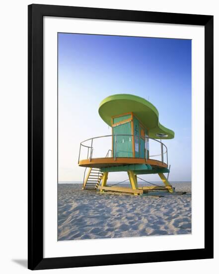 Lifeguard Hut in Art Deco Style, South Beach, Miami Beach, Miami, Florida, USA-Gavin Hellier-Framed Photographic Print