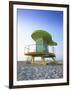 Lifeguard Hut in Art Deco Style, South Beach, Miami Beach, Miami, Florida, USA-Gavin Hellier-Framed Photographic Print