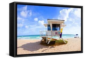 Lifeguard Hut on the Beach, Fort Lauderdale, Florida, USA-null-Framed Stretched Canvas