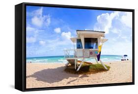 Lifeguard Hut on the Beach, Fort Lauderdale, Florida, USA-null-Framed Stretched Canvas