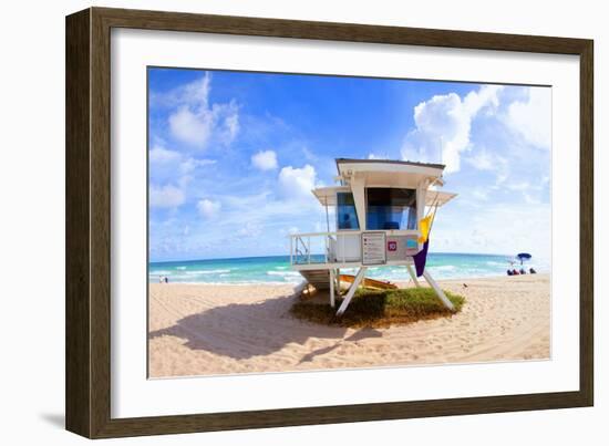 Lifeguard Hut on the Beach, Fort Lauderdale, Florida, USA-null-Framed Photographic Print