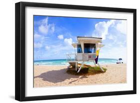 Lifeguard Hut on the Beach, Fort Lauderdale, Florida, USA-null-Framed Photographic Print