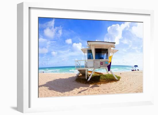 Lifeguard Hut on the Beach, Fort Lauderdale, Florida, USA-null-Framed Photographic Print