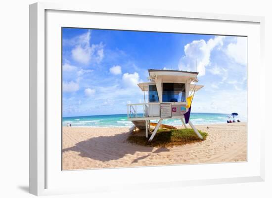 Lifeguard Hut on the Beach, Fort Lauderdale, Florida, USA-null-Framed Photographic Print