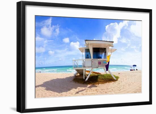 Lifeguard Hut on the Beach, Fort Lauderdale, Florida, USA-null-Framed Photographic Print