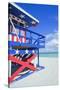 Lifeguard Hut, South Beach, Miami, Florida, U.S.A-Marco Simoni-Stretched Canvas