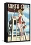 Lifeguard Pinup Girl - Santa Cruz, California-Lantern Press-Framed Stretched Canvas