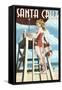 Lifeguard Pinup Girl - Santa Cruz, California-Lantern Press-Framed Stretched Canvas