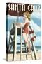 Lifeguard Pinup Girl - Santa Cruz, California-Lantern Press-Stretched Canvas