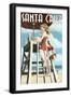 Lifeguard Pinup Girl - Santa Cruz, California-Lantern Press-Framed Art Print