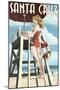Lifeguard Pinup Girl - Santa Cruz, California-Lantern Press-Mounted Art Print