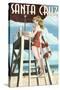 Lifeguard Pinup Girl - Santa Cruz, California-Lantern Press-Stretched Canvas