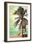 Lifeguard Shack and Palm - Aloha-Lantern Press-Framed Art Print