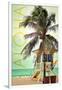 Lifeguard Shack and Palm - Aloha-Lantern Press-Framed Art Print