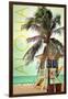 Lifeguard Shack and Palm - Aloha-Lantern Press-Framed Art Print