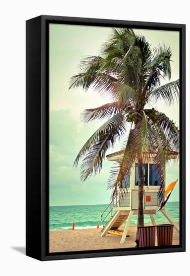 Lifeguard Shack and Palm-Lantern Press-Framed Stretched Canvas