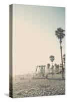 Lifeguard Shack and Palms-Lantern Press-Stretched Canvas