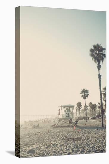 Lifeguard Shack and Palms-Lantern Press-Stretched Canvas