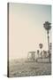 Lifeguard Shack and Palms-Lantern Press-Stretched Canvas