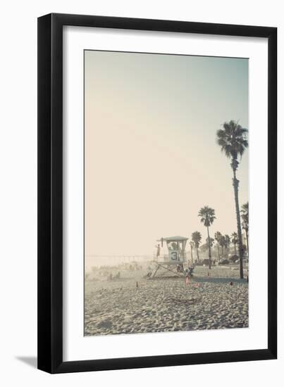 Lifeguard Shack and Palms-Lantern Press-Framed Art Print