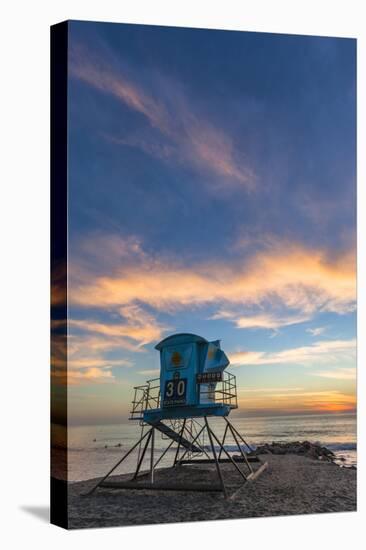 Lifeguard Stand at Sunset in Carlsbad, Ca-Andrew Shoemaker-Stretched Canvas