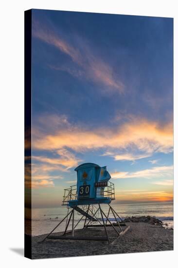 Lifeguard Stand at Sunset in Carlsbad, Ca-Andrew Shoemaker-Stretched Canvas