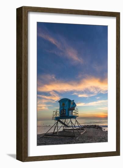 Lifeguard Stand at Sunset in Carlsbad, Ca-Andrew Shoemaker-Framed Photographic Print