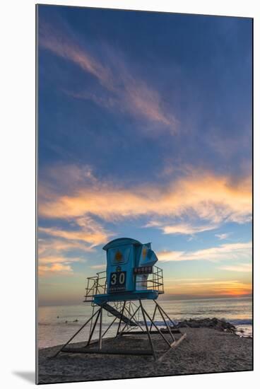 Lifeguard Stand at Sunset in Carlsbad, Ca-Andrew Shoemaker-Mounted Photographic Print