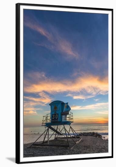 Lifeguard Stand at Sunset in Carlsbad, Ca-Andrew Shoemaker-Framed Premium Photographic Print