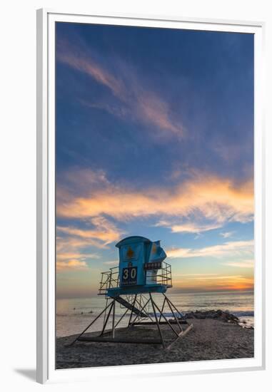 Lifeguard Stand at Sunset in Carlsbad, Ca-Andrew Shoemaker-Framed Premium Photographic Print