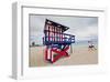 Lifeguard station and Joggers on the Beach, Miami Beach, Florida, USA-null-Framed Art Print