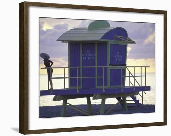 Lifeguard Station at Dusk, South Beach, Miami, Florida, USA-Robin Hill-Framed Photographic Print