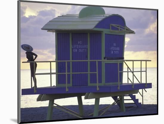 Lifeguard Station at Dusk, South Beach, Miami, Florida, USA-Robin Hill-Mounted Photographic Print