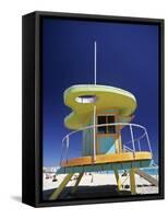 Lifeguard Station at Miami Beach, Florida, USA-Peter Adams-Framed Stretched Canvas