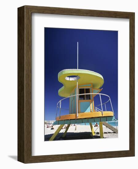 Lifeguard Station at Miami Beach, Florida, USA-Peter Adams-Framed Photographic Print