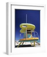 Lifeguard Station at Miami Beach, Florida, USA-Peter Adams-Framed Photographic Print