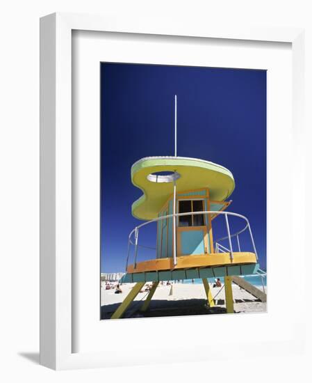 Lifeguard Station at Miami Beach, Florida, USA-Peter Adams-Framed Photographic Print