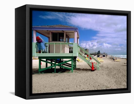 Lifeguard Station, Miami Beach, Florida-George Oze-Framed Stretched Canvas