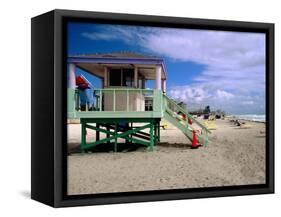 Lifeguard Station, Miami Beach, Florida-George Oze-Framed Stretched Canvas