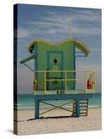 Lifeguard Station on 8th Street, South Beach, Miami, Florida, USA-Nancy & Steve Ross-Stretched Canvas